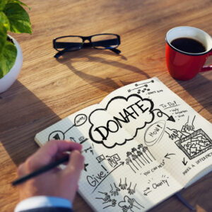 Working Notepad Give Help Donate Volunteer Charity Concept